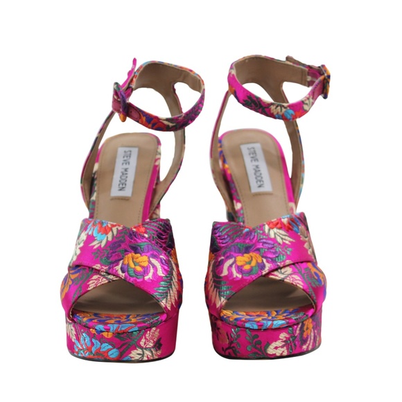 Steve Madden Floral Platform Sandal Block Heel - Picture 2 of 7